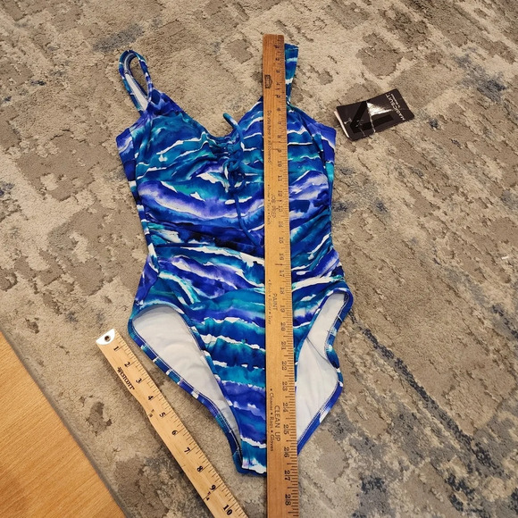 NWT Magicsuit by Miraclesuit ruched blue one peice swimsuit. Size 10 - Picture 9 of 13